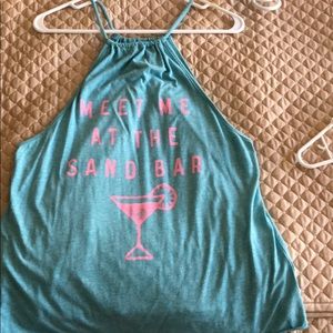 Blue meet me at the sandbar tank top
